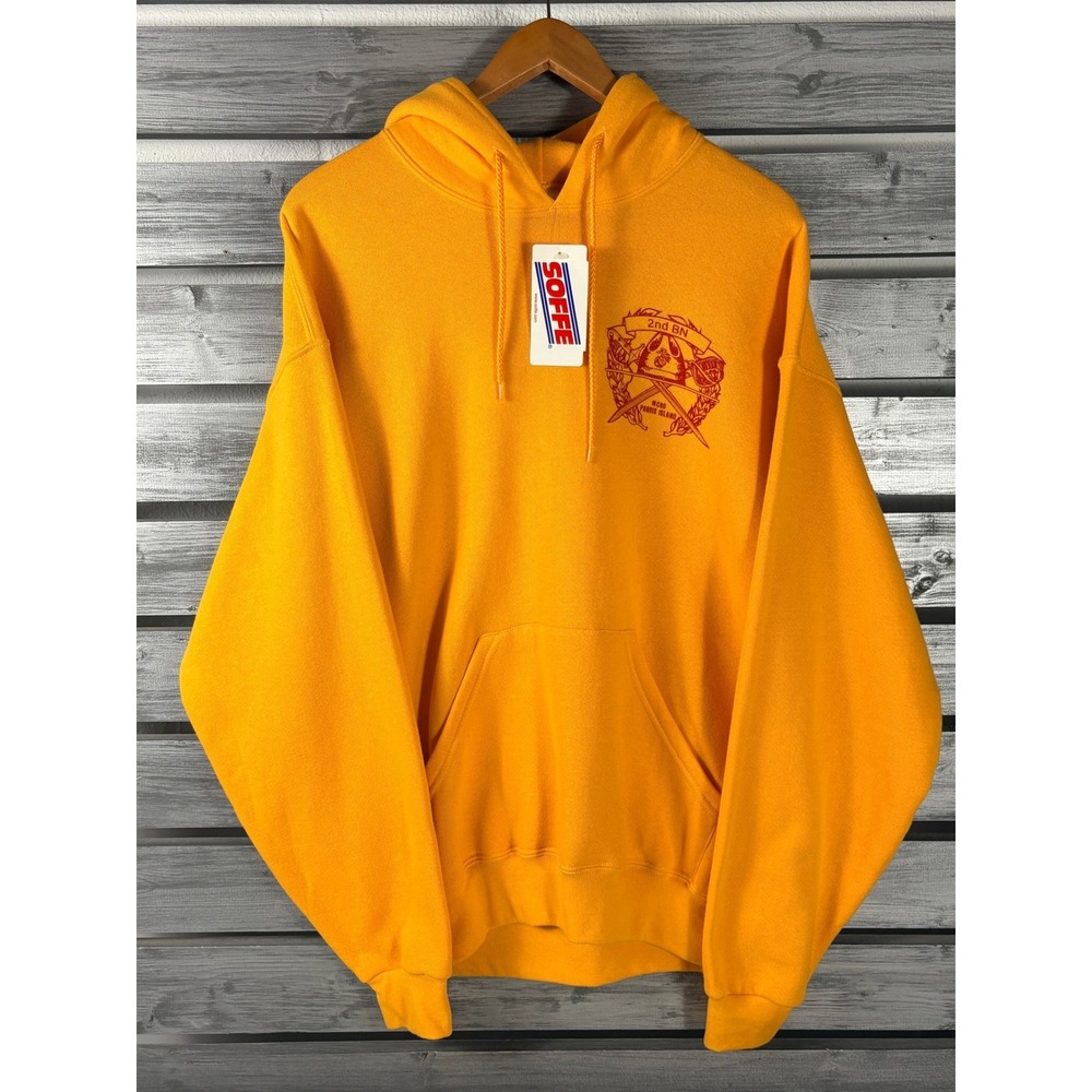 Soffe USMC 2nd BN MCRD Parris Island Hoodie Sweatshirt Mens L yellow NWT